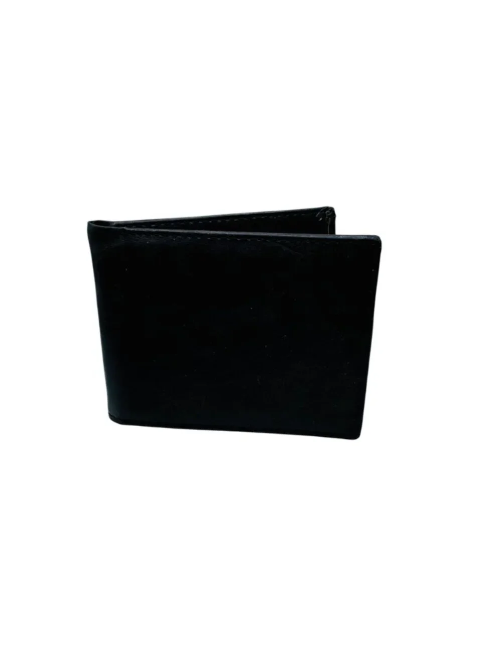 Black Leather Bi-Fold Wallet With Multiple Card Slots For Men